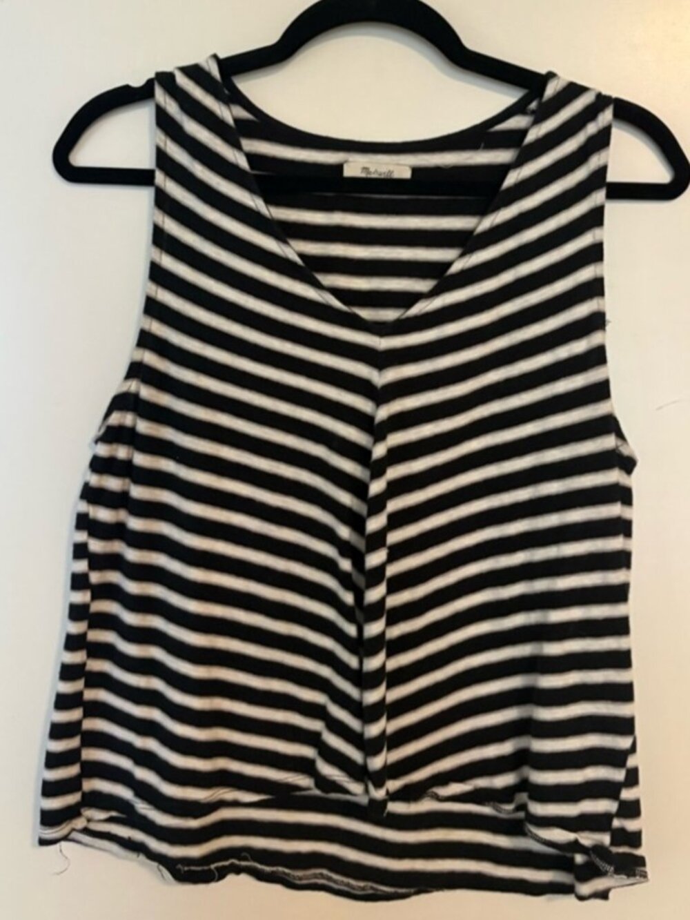 Black and White Sleeveless V-Neck Tank Top
